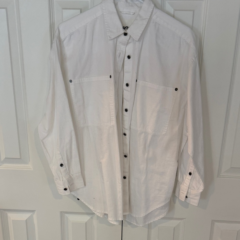 Aerie White Casual Button Down Shirt